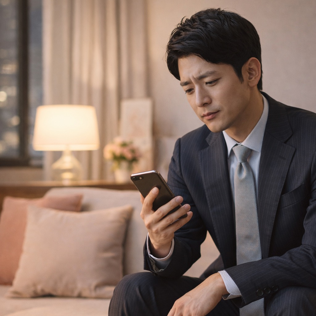 Uomo che riflette attentamente su una risposta