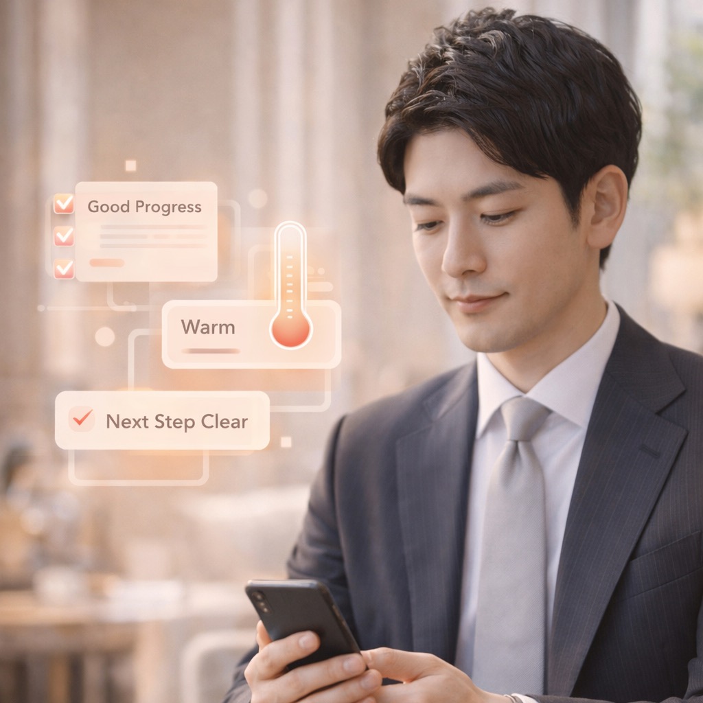 대화 분석과 답장 후보를 보여주는 따뜻한 톤의 앱 화면